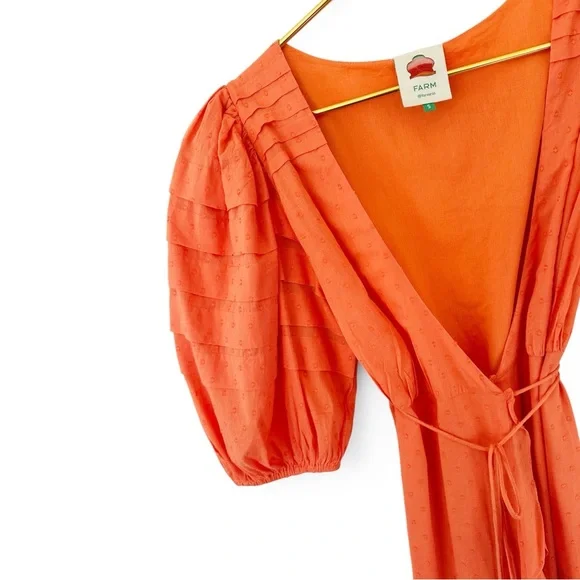 Farm Rio • Orange Ruffles Wrap Midi Dress - Picture 9 of 10